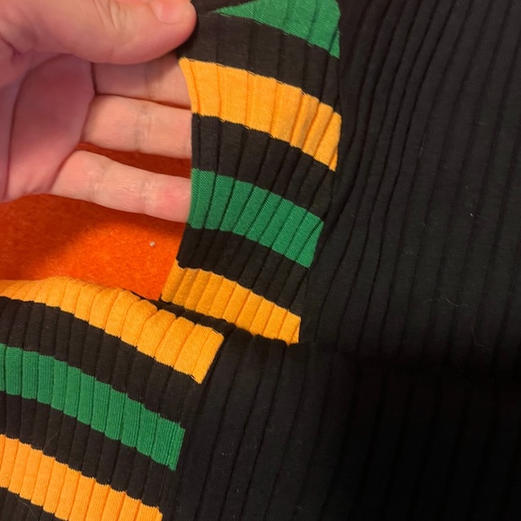 Zara striped black, green and orange ribbed sleeveless midi dress NWT - Picture 6 of 9